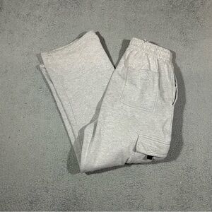 Pro 5 Fleece Grey Heavy Weight Cargo Sweatpants Men’s Large Cotton Blend #1516
